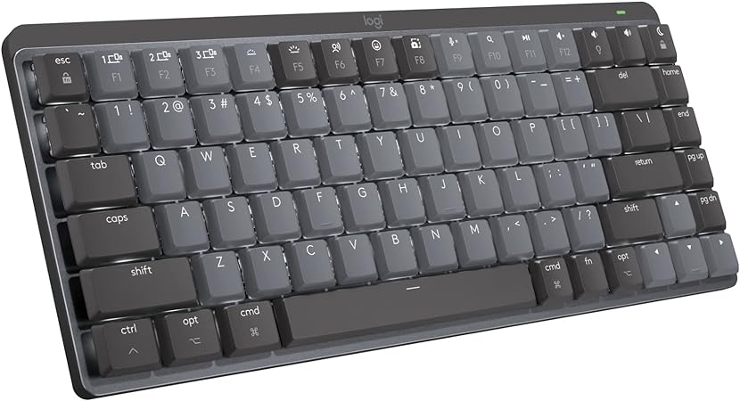 Logitech MX Mechanical Mini for Mac Wireless Illuminated Keyboard, Low-Profile Performance Switches, Tactile Quiet Keys, Backlit, Bluetooth, USB-C, Apple, iPad - Space Grey