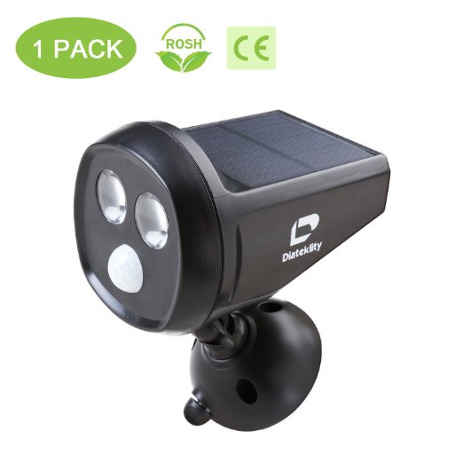Diateklity LED Motion Sensor Light - Wireless Spotlight Solar Motion Light - Solar Powered Outdoor Light - Weatherproof - 240 Lumens (1)