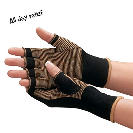 Medical Grade Copper Compression Anti-Fatigue Therapy Active Gloves (2 Pack) - Arthritis Care, Joint Support, RSI , Carpel Tunnel, Pain Relief, Rheumatoid Arthritis