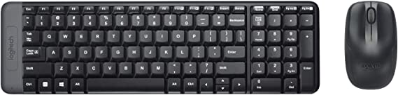 Logitech MK220 Compact Wireless Keyboard and Mouse Combo for Windows, 2.4 GHz Wireless with Unifying USB-Receiver, 24 Month Battery, Compatible with PC, Laptop, QWERTY UK English Layout - Black