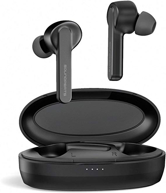 SoundPEATS TrueFree True Wireless Earbuds Bluetooth 5.0 in-Ear Stereo Bluetooth Headphones with Microphone Wireless Earphones 15 Hours Playtime, Hands-Free Calls, One-Step Pairing (Black)