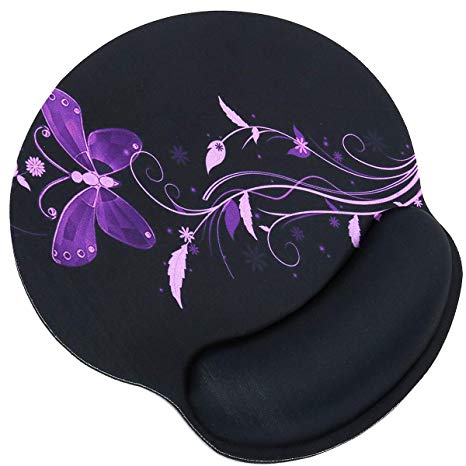 RICHEN Memory Foam Mouse Pad with Wrist Support,Ergonomic Mouse Pad with Wrist Rest,Non-Slip Rubber Base for Computer Laptop & Mac,Lightweight Rest for Home,Office & Travel (Nice Butterfly)