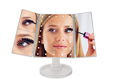 Lighted Makeup Mirror With Lights - LUXURY LED Vanity Mirror With Lights and Trifold Mirror - The PERFECT Make Up Mirror for Your Bathroom or Gift - BEST Magnifying Mirror with Light for Cosmetics