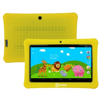 MOTHERS DAY SALEContixo Kids Safe 7quot Quad-Core Tablet 8GB Bluetooth Wi-Fi Cameras 20 Free Games HD Edition w Kids-Place Parental Control Kid-Proof Case 2015 Best Christmas Gift Yellow
