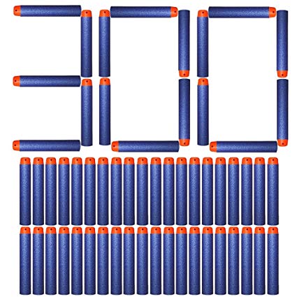 AMOSTING 300 PCS 2.84in (7.2cm) Foam Darts Universal Standard RefillRound Head Bullet Pack for Most Nerf N-strike Elite Series Blasters Toy Hand Gun - Blue