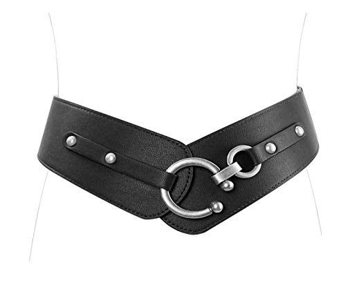 JASGOOD Women's Fashion Vintage Wide Elastic Stretch Waist Belt With Interlock Buckle Halloween Belt