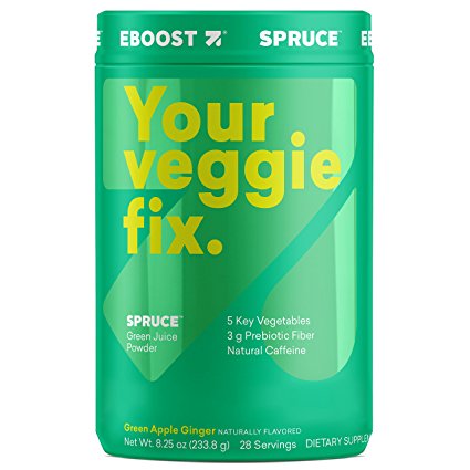 EBOOST SPRUCE Daily Green Powder, Green Apple Ginger Flavor, 28 Servings Tub, Packaging may vary