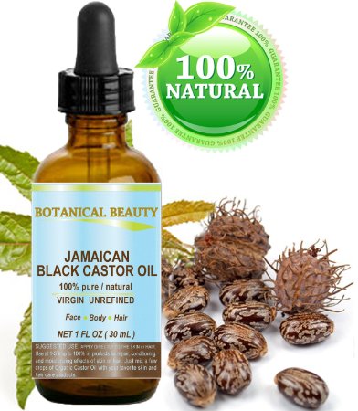 BLACK CASTOR OIL JAMAICAN 100 Pure  Natural  Virgin  Unrefined Cold Pressed Carrier oil 1 Floz- 30 ml For Skin Hair Eyelashes Brows and Nail CareCaribbean Original Guarantee