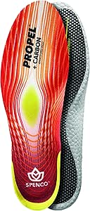 Spenco Propel   Carbon Performance Shoe Insoles for Women and Men, Men's 8-9.5/Women's 9-10.5 Red