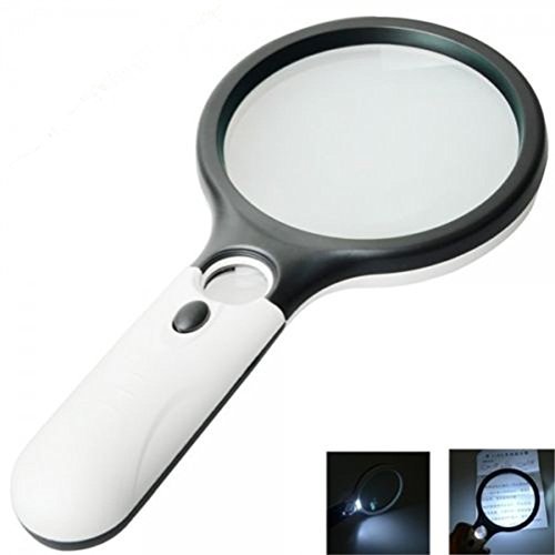 Magnifying Glass with Light, NALAKUVARA 3X 45X Illuminated Large Magnifier Handheld 3 LED Lighted Magnifying Glass for Reading Maps Lightweight Hand Held Lens Loupe Best for Crafts Hobby Jewelry Coins