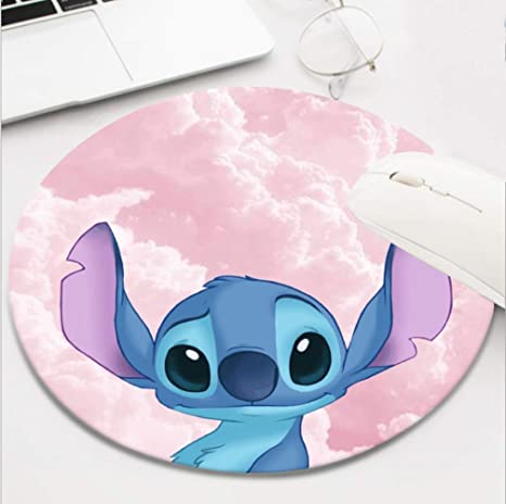 Gaming Mouse Pad Waterproof Mousepads for Laptop Desktop Computer,Size 8 INCH - Lilo Stitch Pink Cloud