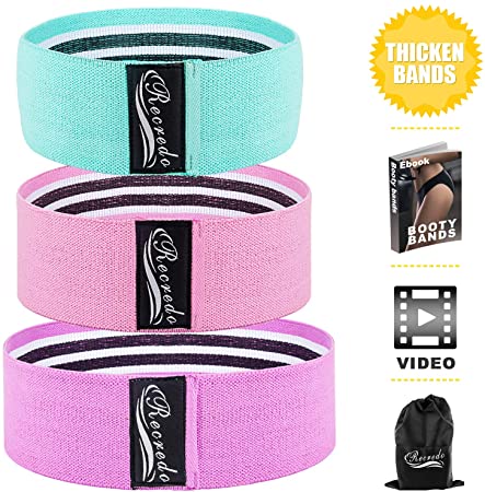 Booty Bands Recredo Non Slip Resistance Bands for Legs and Butt Workout Bands Exercise Bands Glute Bands for Women 3 Pack - Training Ebook and Video Included