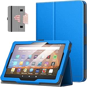 MoKo Case Fits All-New Amazon Kindle Fire HD 8 & 8 Plus Tablet (12th Generation/10th Generation, 2022/2020 Release) 8",Slim Folding Stand Cover with Auto Wake/Sleep, Blue