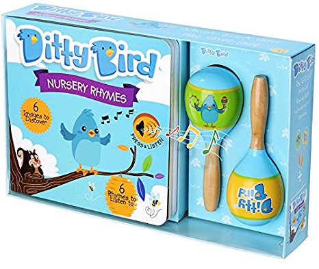 Ditty Bird OUR BEST GIFT BOX: ​INTERACTIVE NURSERY RHYMES BOOK and TOY MARACAS for BABIES.​ Music Toys for​ ​Baby, ​Toddler, one year old. 1 year old boy gifts. 1 year old girl gifts.