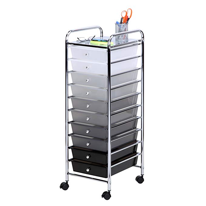 Honey-Can-Do CRT-05255 10 Drawer Shaded Storage Cart