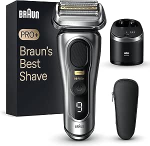 Braun Series 9 PRO  9467cc, Rasoir Électrique Pour Homme, 5 Éléments De Rasage, Tondeuse De Précision Intégrée, Station SmartCare, Étanche, 60 Min D'autonomie, Fabriqué En Allemagne, Argent