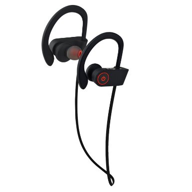 Bluetooth Headphones Wireless Earbuds Bluetooth Headset With Mic Sports Earphones and a Sweatproof , Noise Cancellation feature for, Running ,Exercise and it can pair with Any Device (black/red)