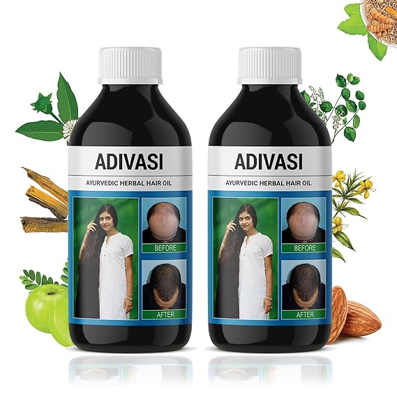 Adivasi Ayurvedic Hair Oil For Hair Growth And Hair Strengthening Ayurvedic Herbs oil for Strong And Healthy Hair 200 ML (PACK OF 2)