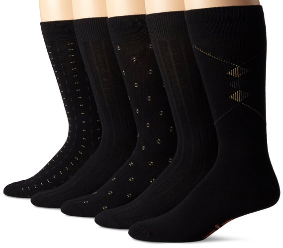 Dockers Men's 5-Pack Classics Dress Dobby Crew Socks