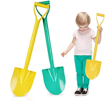 Beach Shovels, 25 Inch Sand Shovels for Kids, Heavy Duty Kids Plastic Beach Shovel Tool Kit, Shovel Toys for Toddlers with Handle for Digging Sand Beach Fun Gift Twin Set Bundle 2 Pack