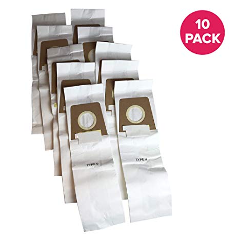 Crucial Vacuum Replacement Vac Bags - Compatible with Dirt Devil Part # 3920750001, 3920047001, 3920048001 - Replace Existing Dirt Devil Type U Vac Bags - Compact Disposable Bag for Home (10 Pack)