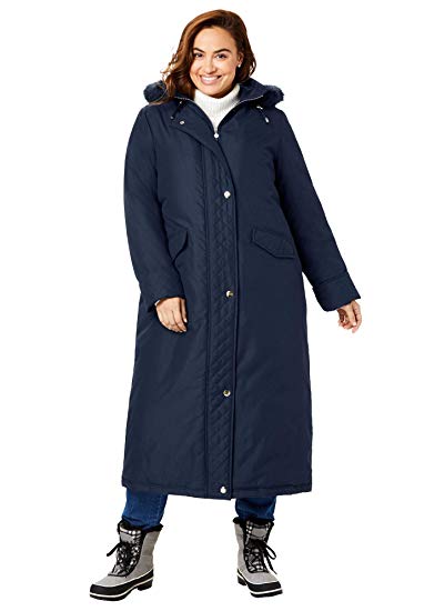 Woman Within Women's Plus Size Long Microfiber Parka