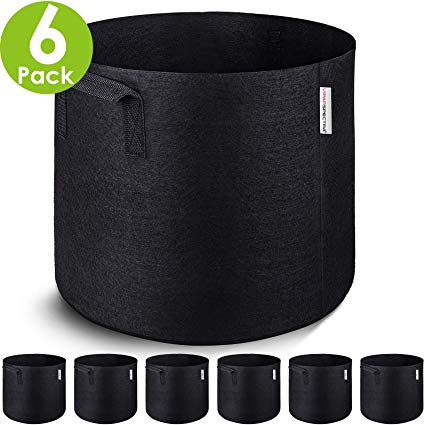 VIPARSPECTRA 6-Pack 7 Gallon Grow Bags, Thickened Nonwoven Aeration Fabric Pots Container with Heavy Duty Durable Handles for Garden Indoor Plants