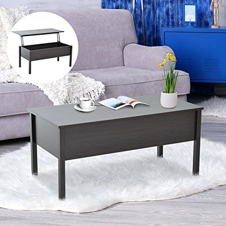 HomCom Lift Top Storage Coffee Table - Coffee Brown