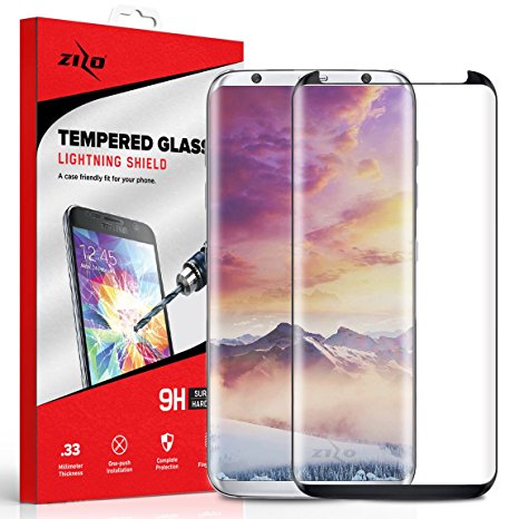 ZIZO Samsung Galaxy S8 Plus Screen Protector [Curved Edges] Tempered Glass to [Fully Cover] - Case Friendly w/ [9H Hardness] Anti-Scratch - S8