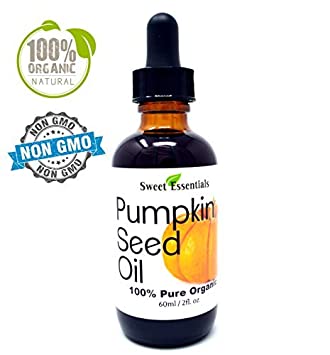 Organic Virgin Pumpkin Seed Oil | Imported From Austria | Various Sizes | 100% Pure| Unrefined | Cold-Pressed | Natural Moisturizer for Skin, Hair & Face | By Sweet Essentials (2 fl oz Glass)