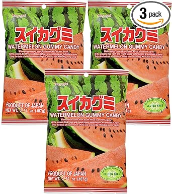 Kasugai Watermelon Gummy Candy 3.77oz (3 Pack)