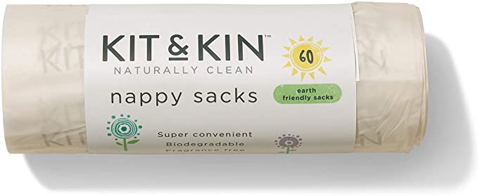 Kit & Kin Biodegradable Nappy Sacks - Disposable Bags (60 x 4 Packs, 240 Bags)