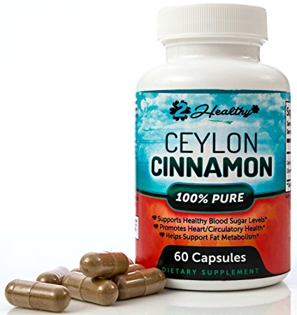 Pure Organic Ceylon Cinnamon Capsules, Extract Supplement Pills Promote Heart Health, Weight Loss, Lower Blood Sugar Levels, Reduce Inflammation Joint Pain, 1200mg per Serving