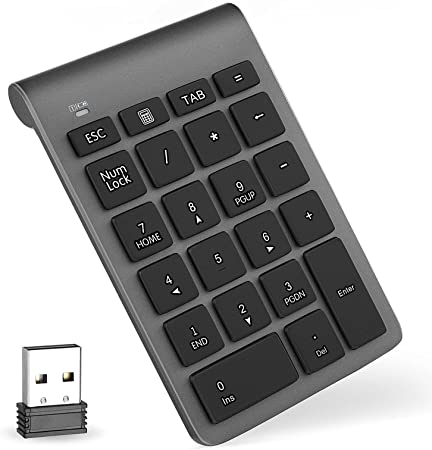 Number Pads, Foloda Wireless Eexternal Data Entry Numeric Keypads 22 Keys 2.4G Num Pad for for Laptop, PC, Desktop, Surface Pro, Notebook