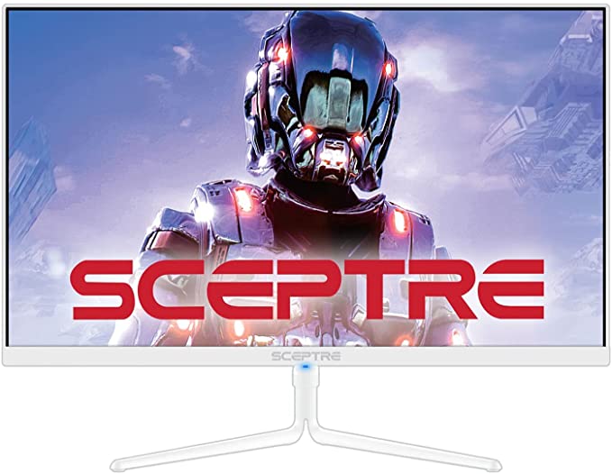 Sceptre 24" Gaming Monitor 1080p 98% sRGB up to 165Hz 1ms 320Lux DisplayPort HDMI, Build-in Speakers Nebula White 2022 (E248B-FWN168W)