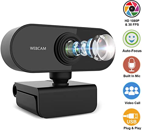 1080P HD Webcam with Microphone, Video Call Available Pro Streaming Web Camera, Widescreen USB Computer Camera for PC Mac Laptop Video Calling Conferencing Recording (Black)