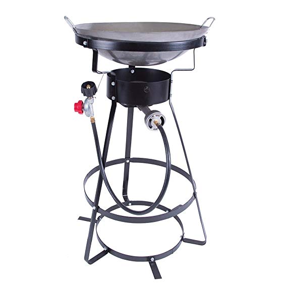 Single Burner Camp Stove with Cast Iron Burner, Wok Included