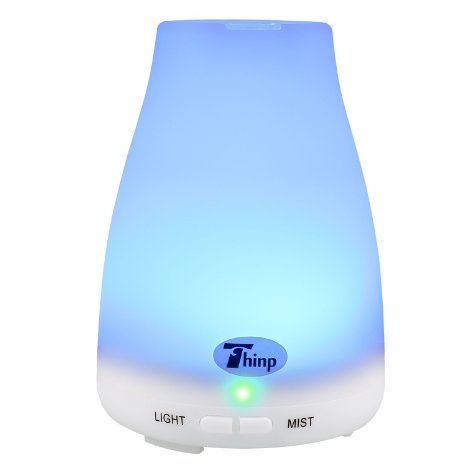 Thinp Aromatherapy Essential Oil Diffuser- 100 ml Ultrasonic Cool Mist Aroma Humidifier with LED Lights, Waterless Auto Shut-off for Father's Day