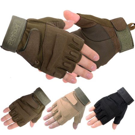 Vbiger Military Half-finger Fingerless Tactical Airsoft Hunting Riding Cycling Gloves