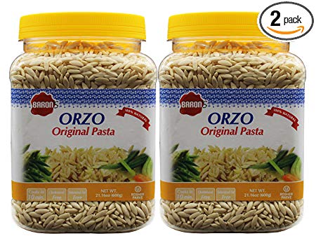 Baron's Kosher Original Orzo Pasta 21.16-ounce Jars (Pack of 2)