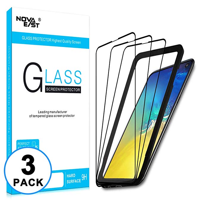 Novaeast Samsung Galaxy S10e Screen Protector [5.8 inch](3 Pack), Easy Installation Frame, Full Coverage, Anti Scratch Tempered Screen Protector for S10e with Lifetime Replacement