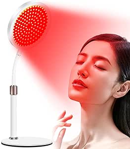 Red Light Lamp with Base, 660nm & 850nm Infrared Lamp, 100LEDs Dimmable Red Light with Timer, Adjustable Angle Gooseneck Red LED Lamp for Face/Neck/Back