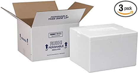 Polar Tech 204C Thermo Chill Insulated Carton with Foam Shipper, Small, 8" Length x 6" Width x 4-1/4" Depth (Case of 3)
