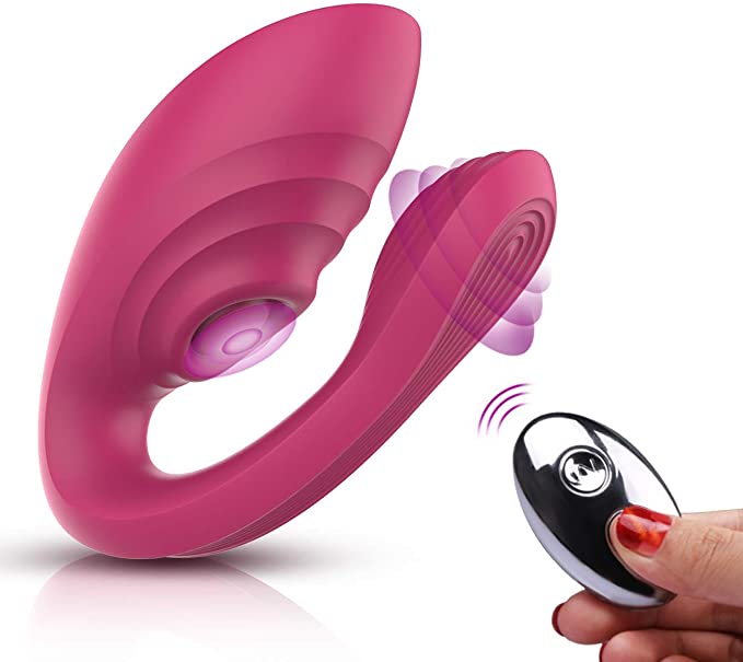 Couple Vibrator for Clitoral & G-Spot Stimulation with 7 Pulsating & Vibration Patterns, Wireless Remote Control Rechargeable Adult Sex Toys for Women Solo Play Rose Red (Nina-Vibe)