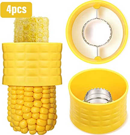 4 Pieces Cob Corn Stripper Corn Stripping Tool Manual Corn Threshing for Removing Kernels from Fresh Corn