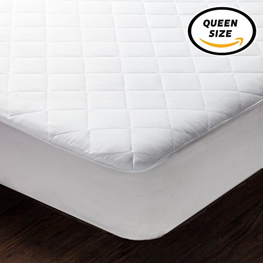 Fitted Quilted Mattress Pad-Queen size (60 inches by 80 inches) - Mattress Topper Stretches to 16" Deep - Queen Mattress Cover