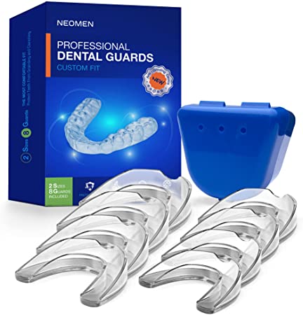 Neomen Mouth Guard - Professional Mouth Guard for Clenching Teeth at Night - Upgraded Night Guard For Grinding Teeth, Stops Bruxism, Tmj & Eliminates Teeth Clenching (8 Pack, 2 Size)