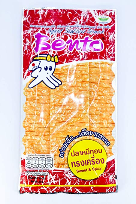 Bento Squid Seafood Snack Sweet & Spicy Wt 24 G (0.85 Oz) X 5 Bags