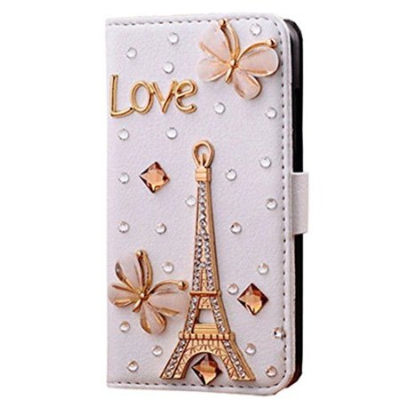 iPhone 6S Case,iPhone 6 Case,Hundromi iphone 6/6S Luxury 3D Bling Crystal Rhinestone Wallet Leather Purse Flip Card Pouch Stand Cover Case for iPhone 6/6S(4.7-inch)(Eiffel tower)