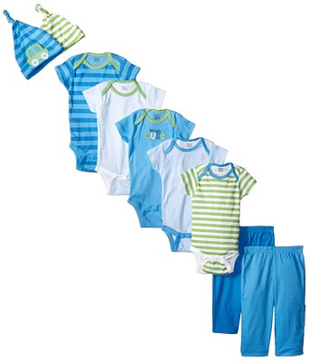 Baby Boys' Seriously Cute 9 Piece Bodysuits Pants and Caps Gift Set